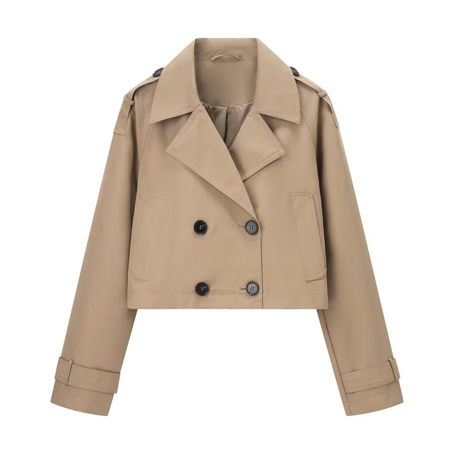 

Trendy Windbreaker Jacket for Women with Double Lapel S хакі