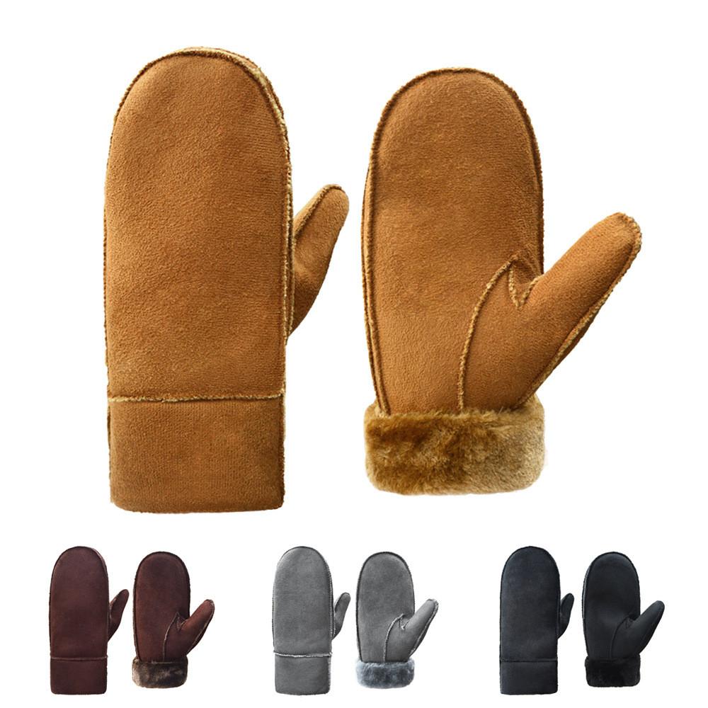 Dicke und warme Herren-Winterhandschuhe aus weichem Kunstfell und Polyestergemisch