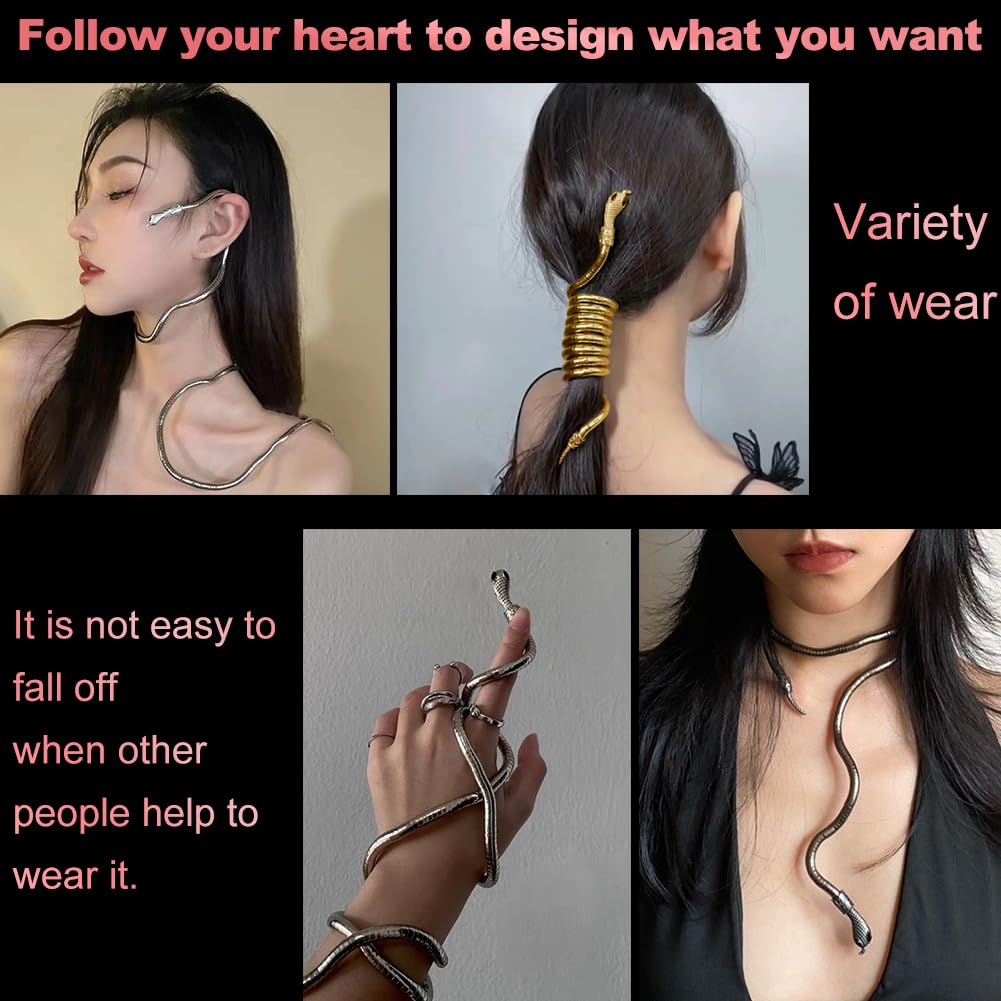 Bendable Snake Scorpion Headpiece for Women Adjustable Punk Snake Choker - Flexible Multi-Purpose Medusa Necklace Hollween Jewelry