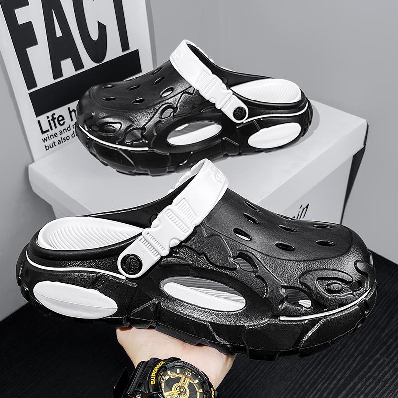 New Summertime Mens Clogs Sandal Shoes Man Home Garden Shoes Lightweight Plush Comfort Men Slide Shoes Anti-Skid Soft Bottom Flip Flop Sandal Shoes