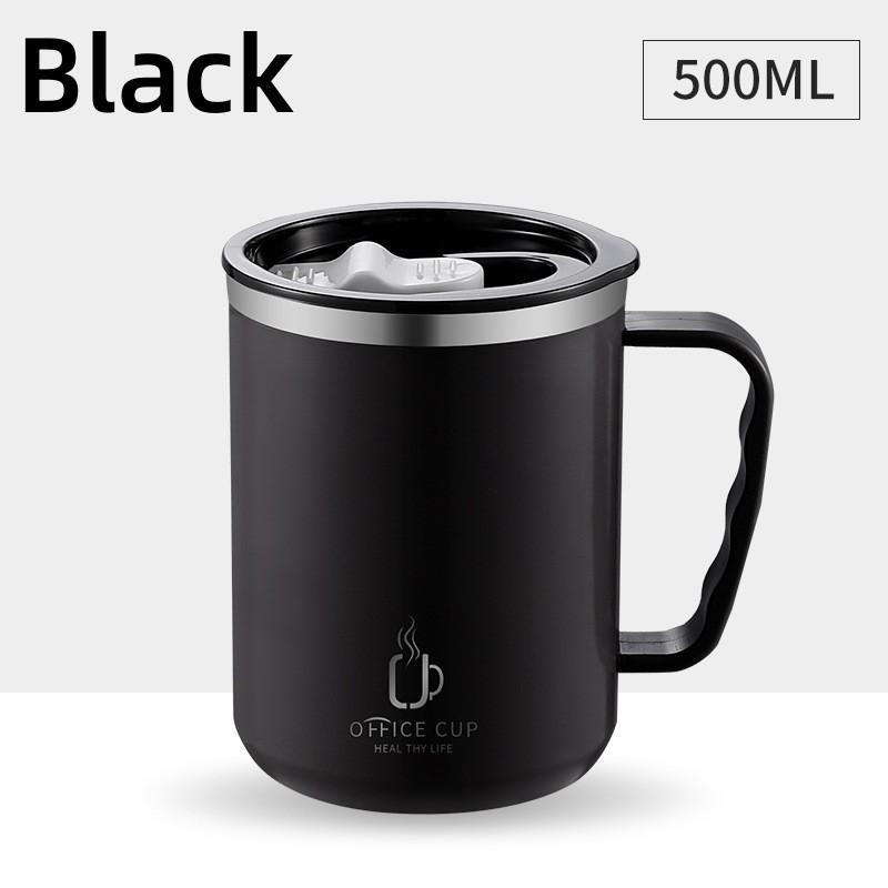 500ML Stainless Steel Mug With Lid Double Layer Coffee Milk Graduated Mouth Cup Creative Insulation Tea Mug Office Thermos Gifts