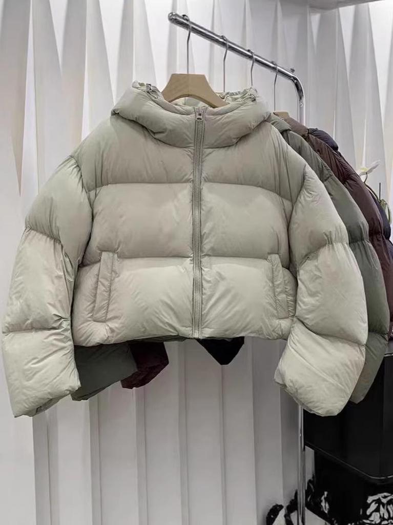 Chaqueta Corta de Plumas de Pato Gruesa de Alta Calidad para Mujer - Estilo de Invierno a la Moda