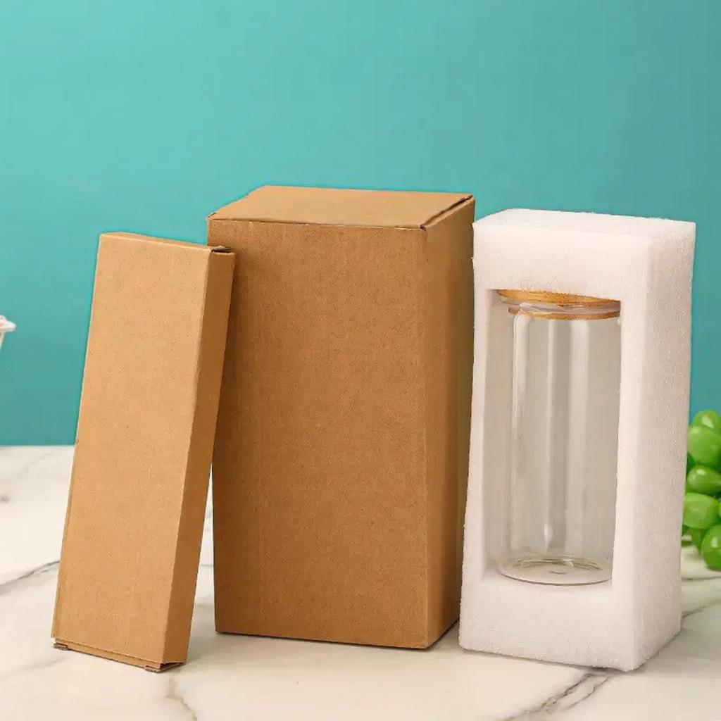 Bamboo Lid High Borosilicate Glass Cup with Straw - Thickened Glass for Juice or Cola