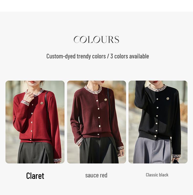 French Fashion Jacquard Wool Knit Cardigan - Women's Slimming Autumn/Winter Sweater Coat