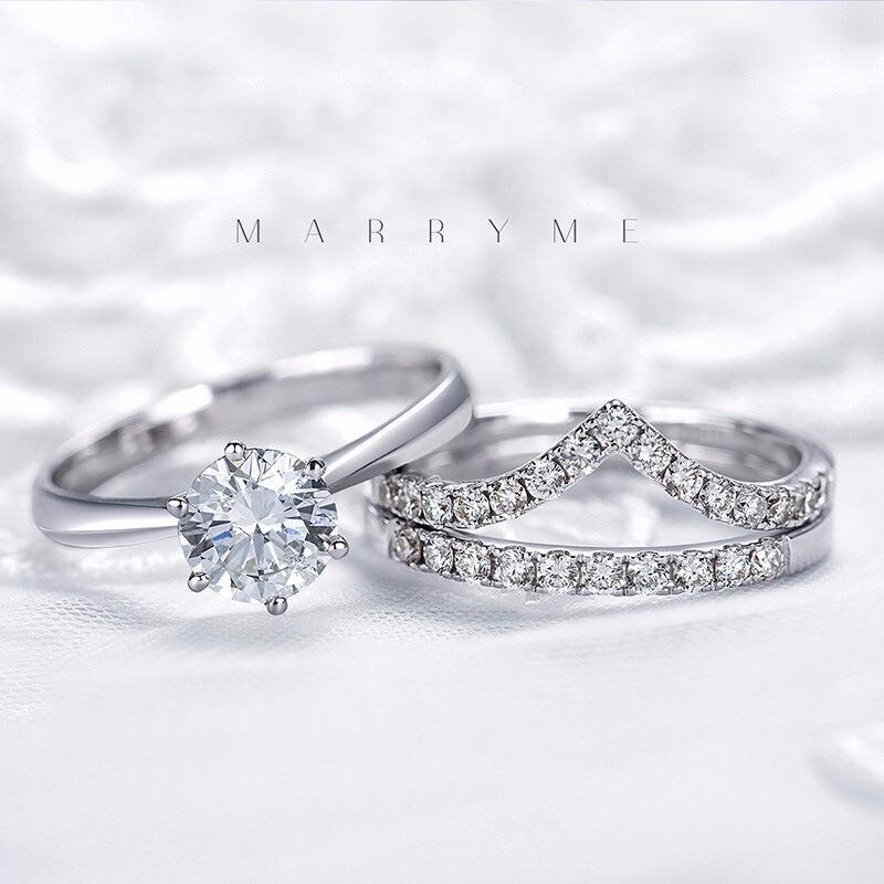Douyin Adjustable V-Shaped Simulated Moissanite Diamond Ring for Women