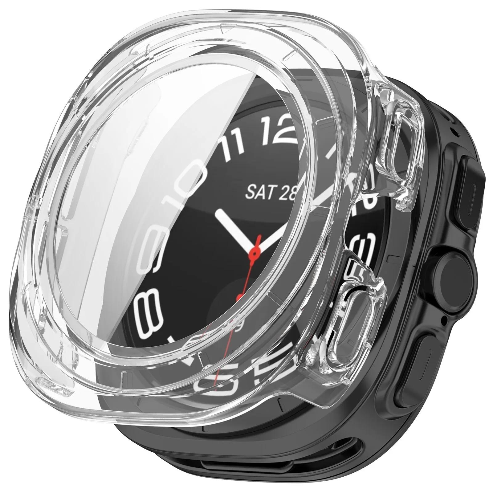 Закаленное Стекло+ПК Чехол для Samsung Galaxy Watch 8 Ultra 47 мм Защитный Бампер по всему периметру для Часов Ultra 47 мм Чехол прозрачный