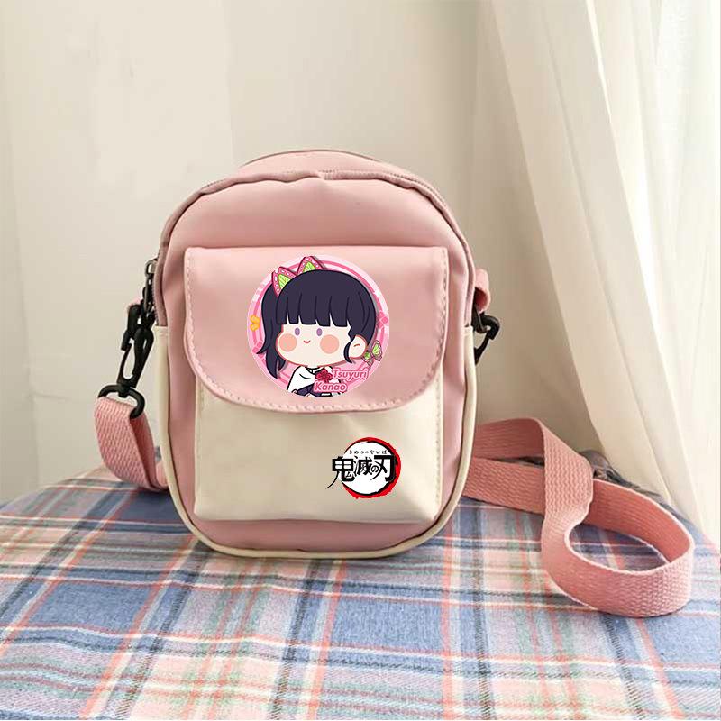 Giappone cartoni animati fumetti Demon Slayer borsa a tracolla casual portamonete color-block custodia per telefono 7566