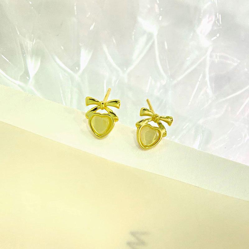 

Серьги Bow Love Милые и симпатичные легкие роскошные маленькие серьги Niche Design Повседневный стиль