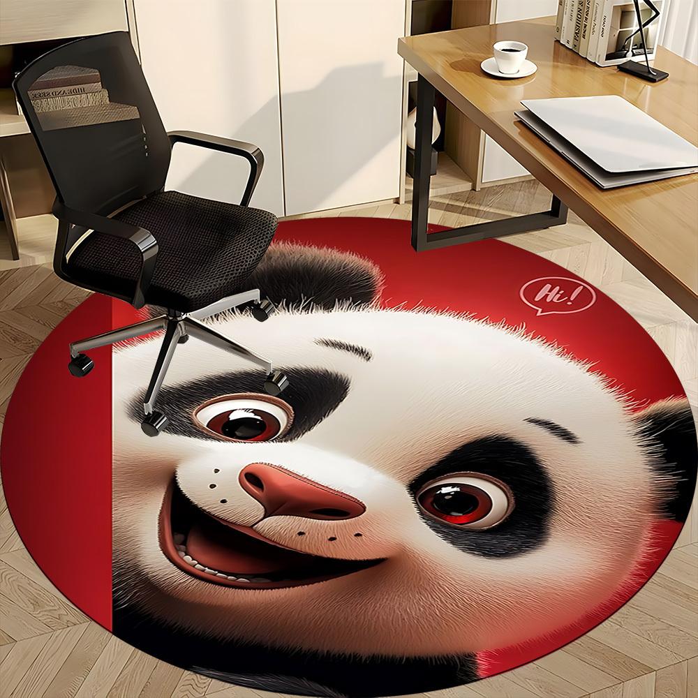 1PC Panda Smile Office Round Area Rug,  Mat Suitable ForOffice, Under Office Chairs Bedroom Living Room Home Decor, Room Deco