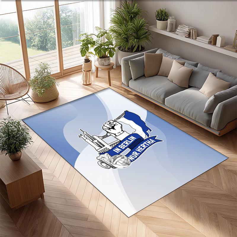 hertha bsc FC Soccer Football Pattern Soft Area Rug Non Slip Indoor Floor Carpet Sports Decor Mat for Bedroom