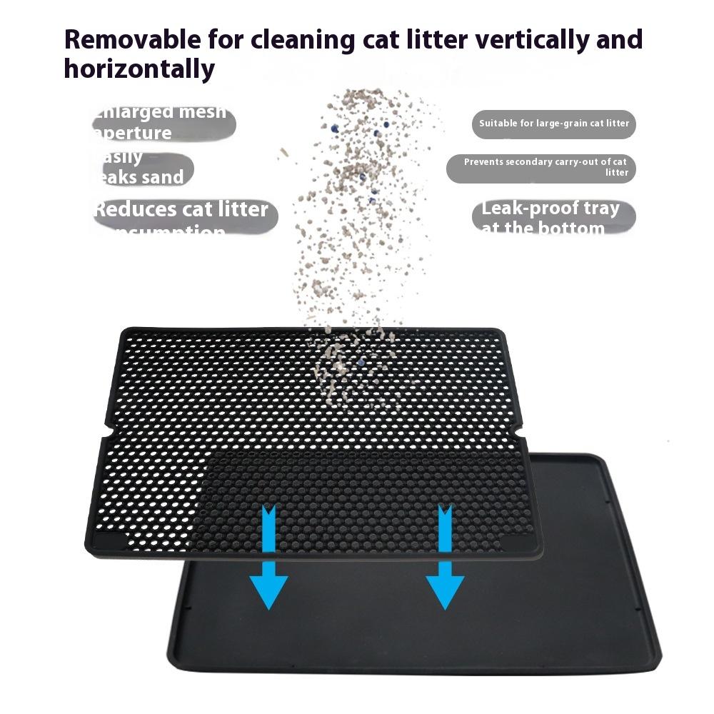 

Cat Litter Mat Anti-carry-out Filter Anti-splash Dirty Basin Pet Double-layer Anti-urine Toilet Mat Easy To Clean and Non-slip 50 38 cm чёрный