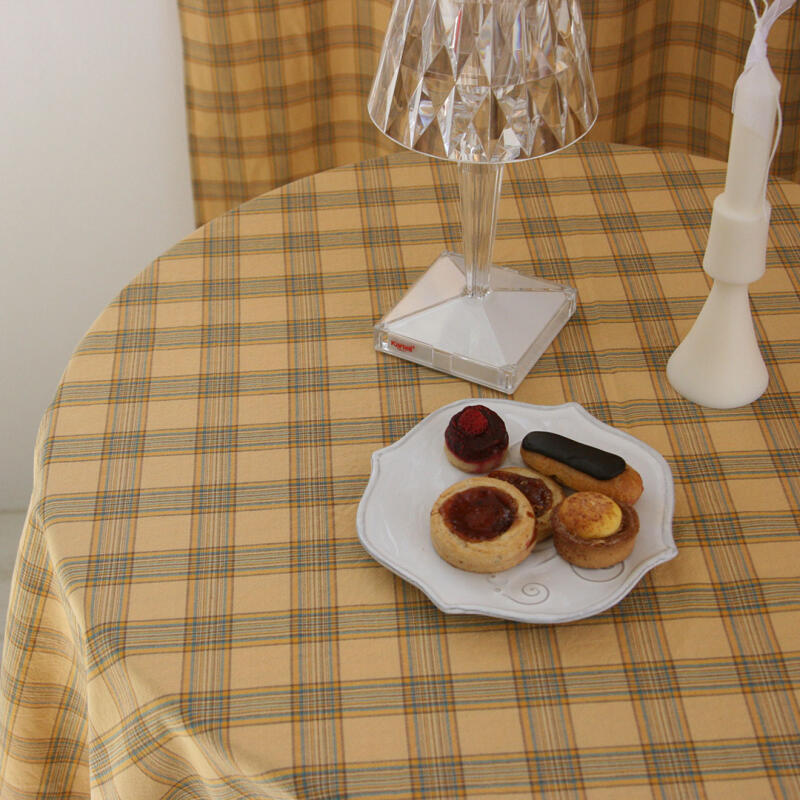 (3 colors) Cream butter check tablecloth/tablecloth 100x130 Direct 2 (approximately 100x130)