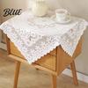 Square Lace Tablecloth Small Non-shrinking Scalloped Tablecloth White Floral Doily Vintage Style Table Cover for Coffee Side Tea Party