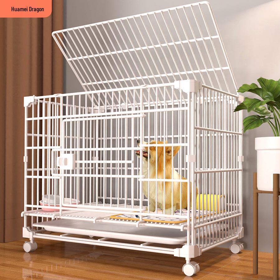 Medium & Large Dog Indoor Kennel with Full Square Tube Design and Built-in Toilet