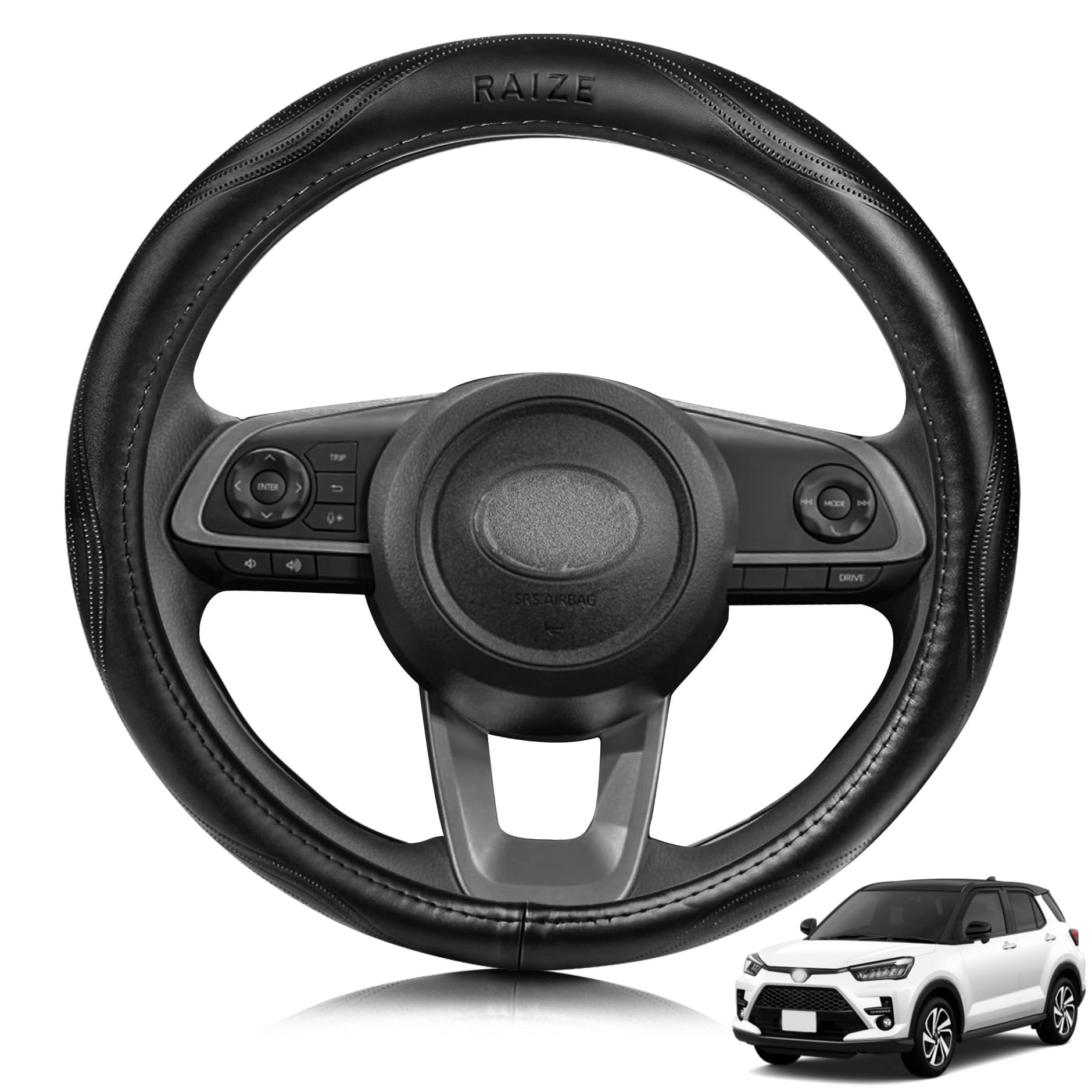 

ElitingCar Toyota Raize A200 Series Steering Wheel Cover Premium Genuine Stylish 3D Exclusive Car Reinforced Aging Easy Interior Dress Up Your Round 1 чёрный