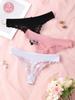 3Pcs Sexy Lace Women Thongs Transparent Women Panties Sexy Underwear Solid Floral G-String Size XS-XL Female Underpants Lingerie