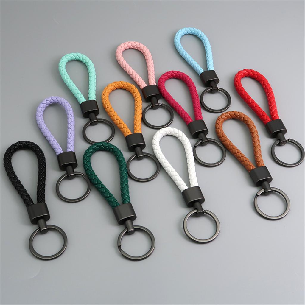 Handcraft Braided Sturdy Leather Keychain With Zinc Alloy Materials Clasp Accessory for Everyday Use and Gifts Giving