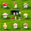 8 Pieces of Decorative Art Mini Emoji Mushroom Statues, Resin, DIY Handmade, Outdoor Succulent Garden Decoration, with Christmas