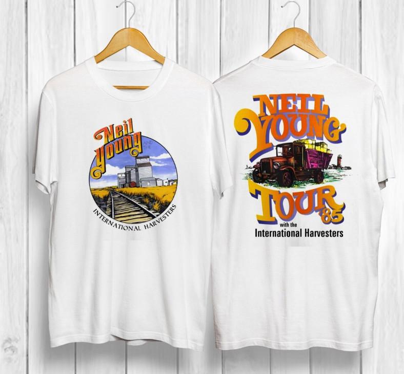 Neil Young n The International Harvesters 1985 Tour T-Shirt Vintage Neil Young Unisex T-Shirt XXXXL