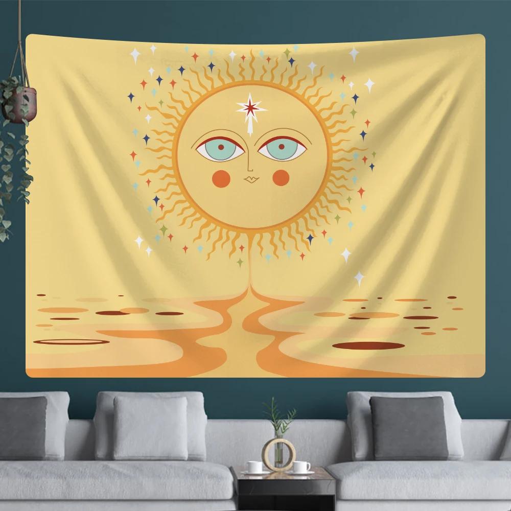 Wall Pendant Room  Background  Sun Butterfly Flower Tarot Card Psychedelic Scene Home Art Tapestry