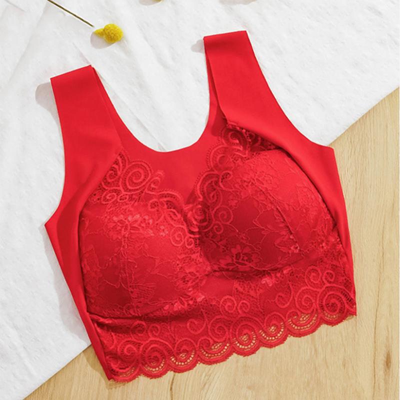 

Мереживна красива спина великого розміру без сталевого кільця Жіноча нижня білизна Високоеластичний легкий бюстгальтер для сну в стилі жилета великого розміру XXXL