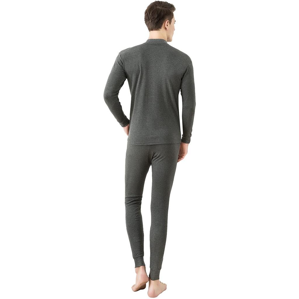 Warmes Innenoberteil- und Unterteil-Set, hoher Kragen, Kälteschutz, reine Baumwolle, Heat Tech, Langarmshirt, vorne offen, lange Strumpfhose, Thermounterwäsche, Herbst/Winter