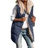 Gilet reversibile autunnale da donna, senza maniche, con cerniera, con cappuccio, tasche, lungo, caldo, invernale