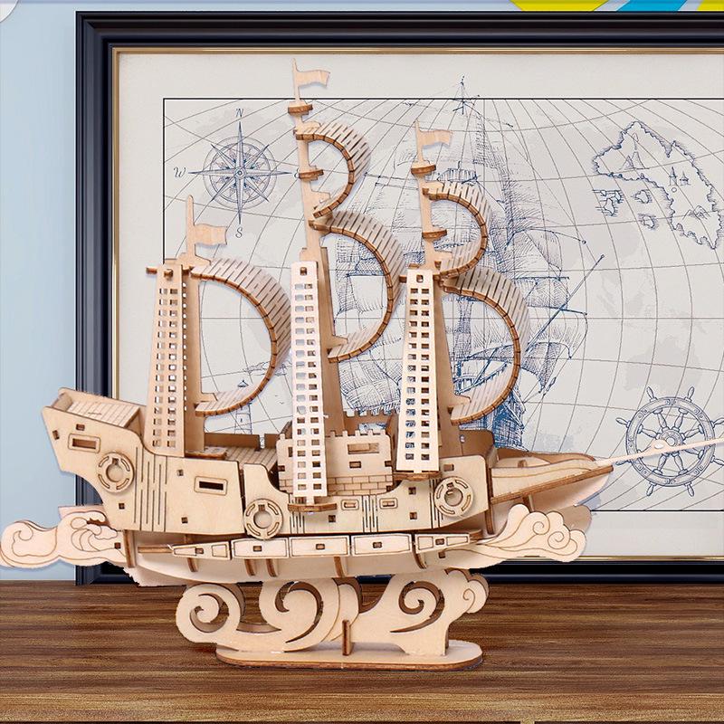 3D Creative Ocean Sailing Ship Puzzle - Educational DIY Toy for Kids