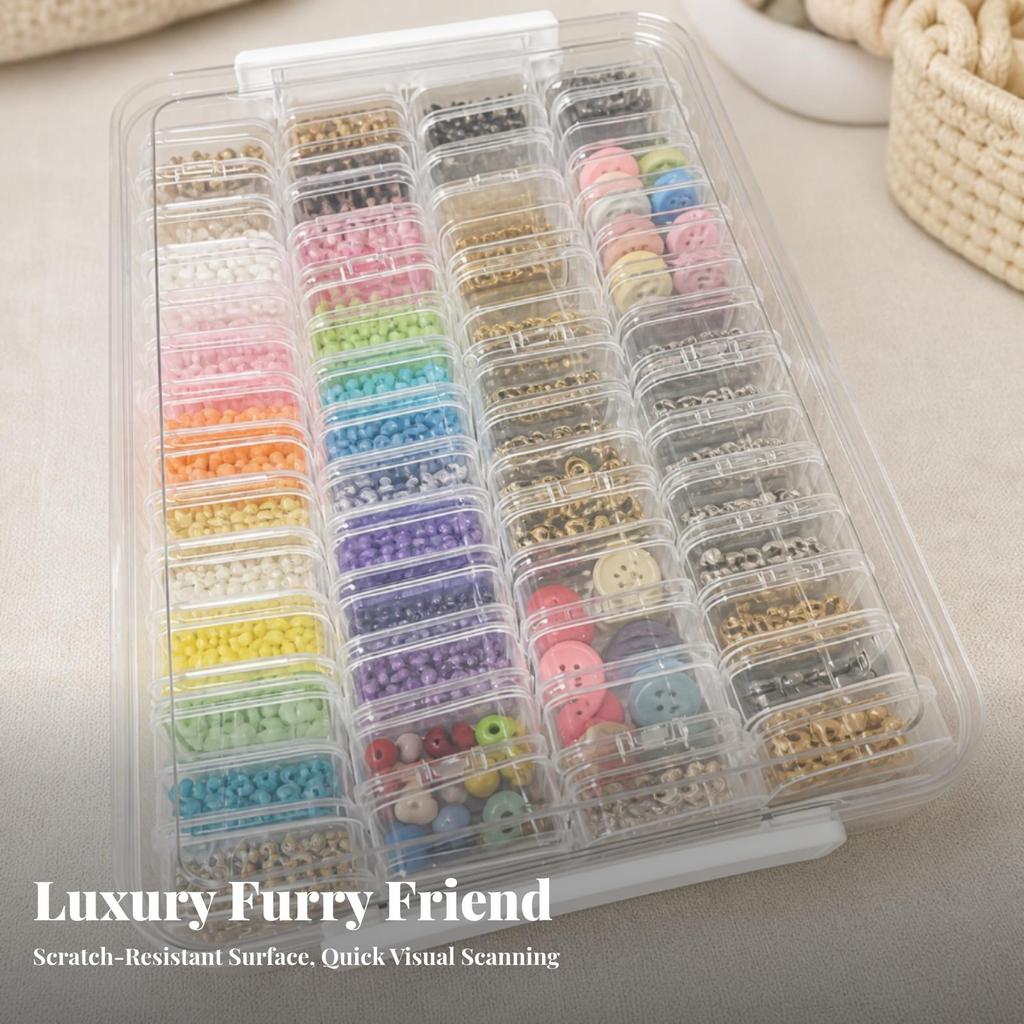 Craft Organizer with Small Bottles Transparent Box Clear for Crafters