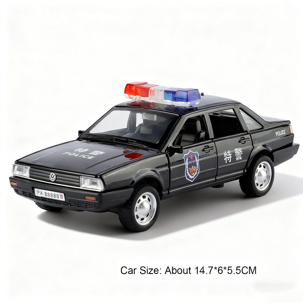 Scale 1:32 Santana Divo Police Car Model Toy Music Light Public Security 110 Supercar Doors Opened Alloy Diecast Models Boy Gift