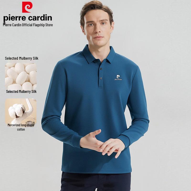 Pierre Cardin Men s Silk Blend Long-Sleeve Polo Shirt M