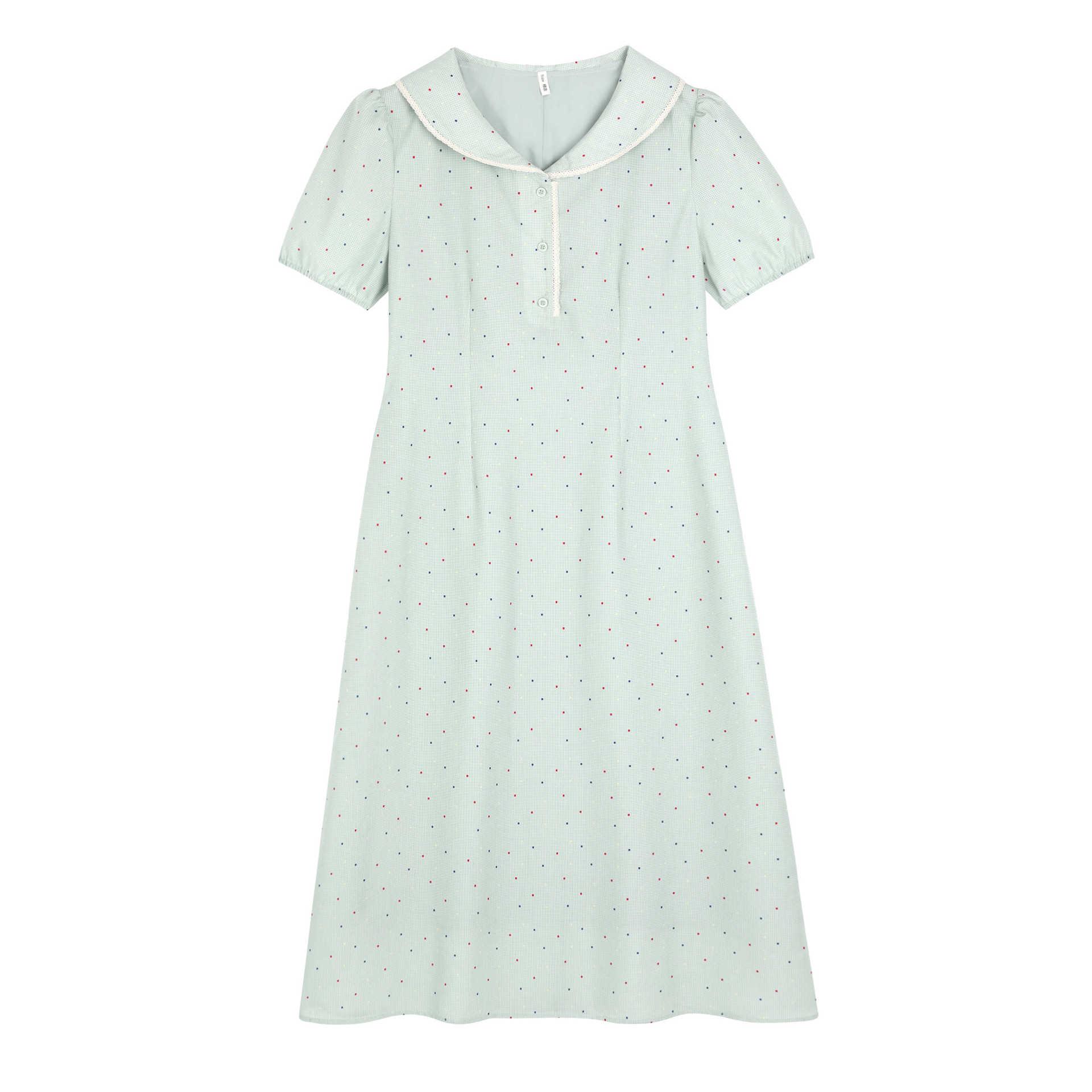 Korean Doll Collar Plaid Lace Patchwork Dress - Plus Size, Slimming & Loose Fit 1XL (for 120-140 jin)