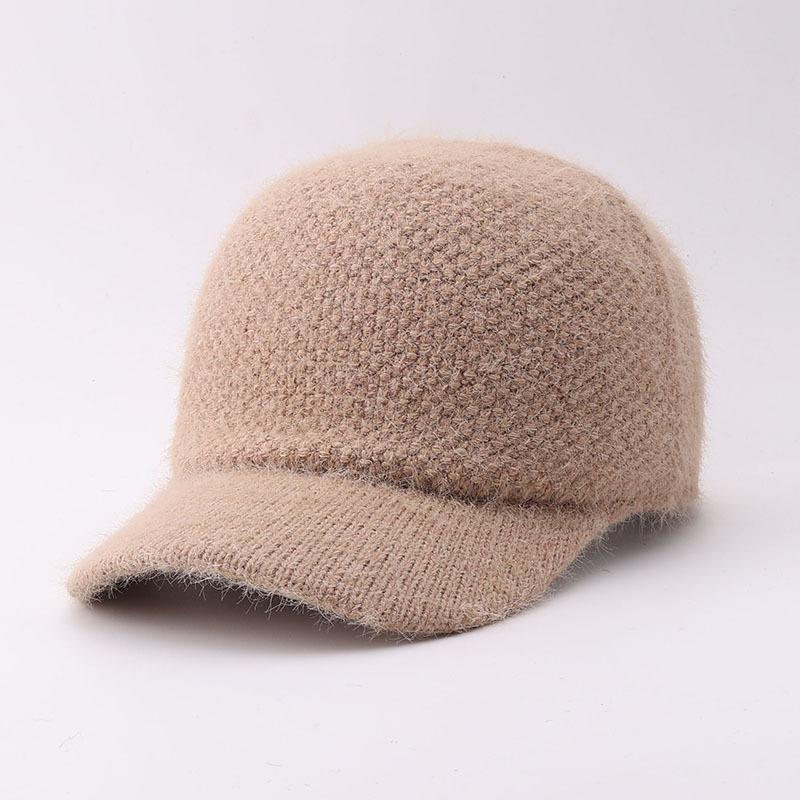 Winter New Plush Knitted Baseball Cap Simple Warm Curved Brim Cap