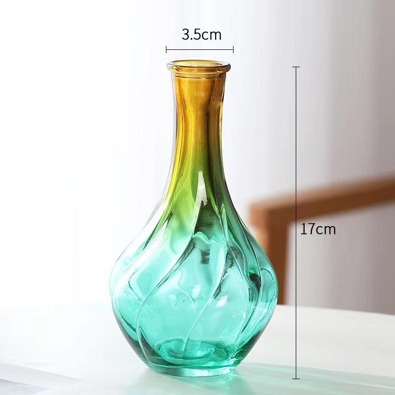 European Thread Vase Small Fresh Tabletop Inserted Colored Glass Household Decoration Vase Small Mouth Vase