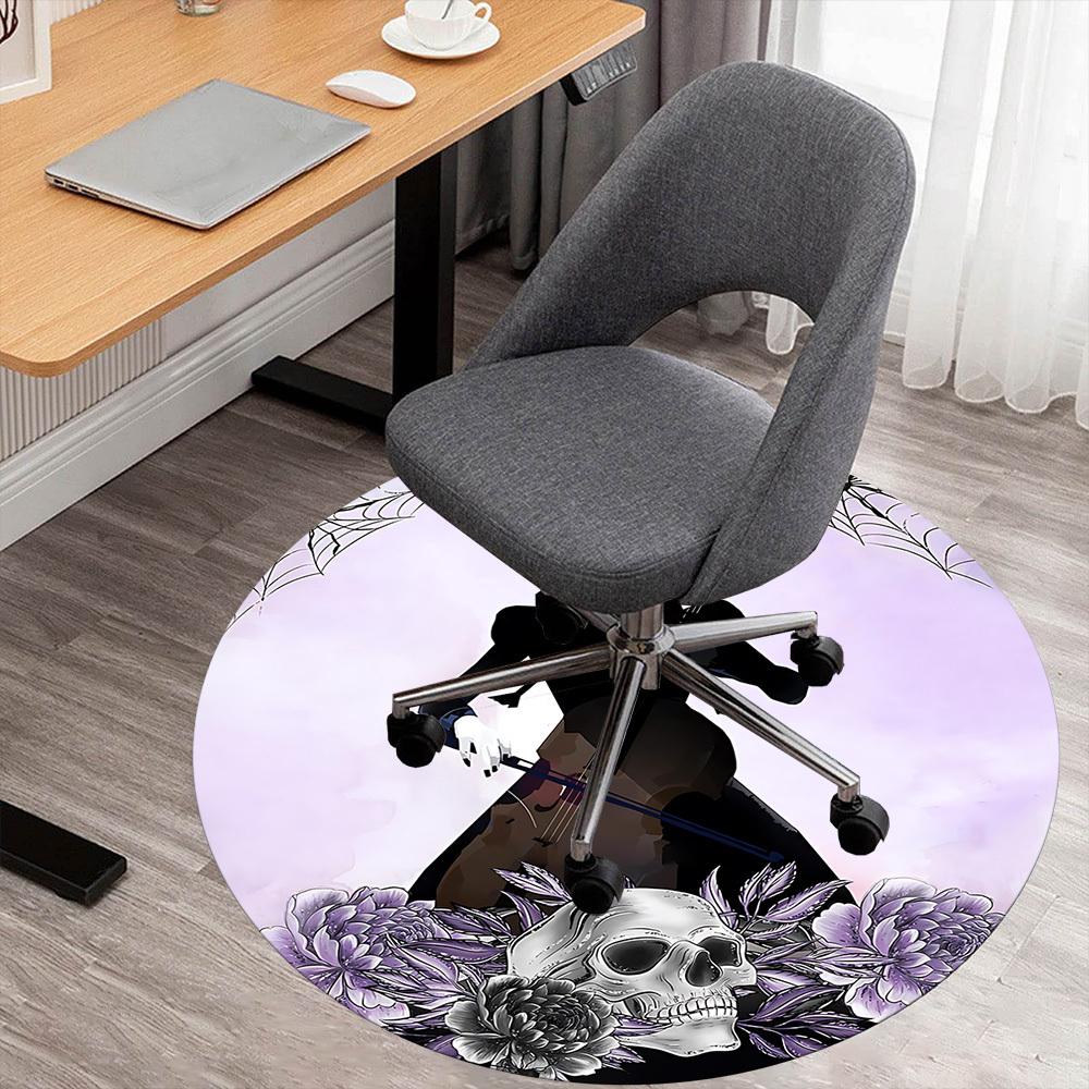

1pc Skeleton Cellist Round Chair mat Area Rug - Non-Slip, Floor Mat for Office, Bedroom, and Indoor Decor c1125132 80cm by 80cm