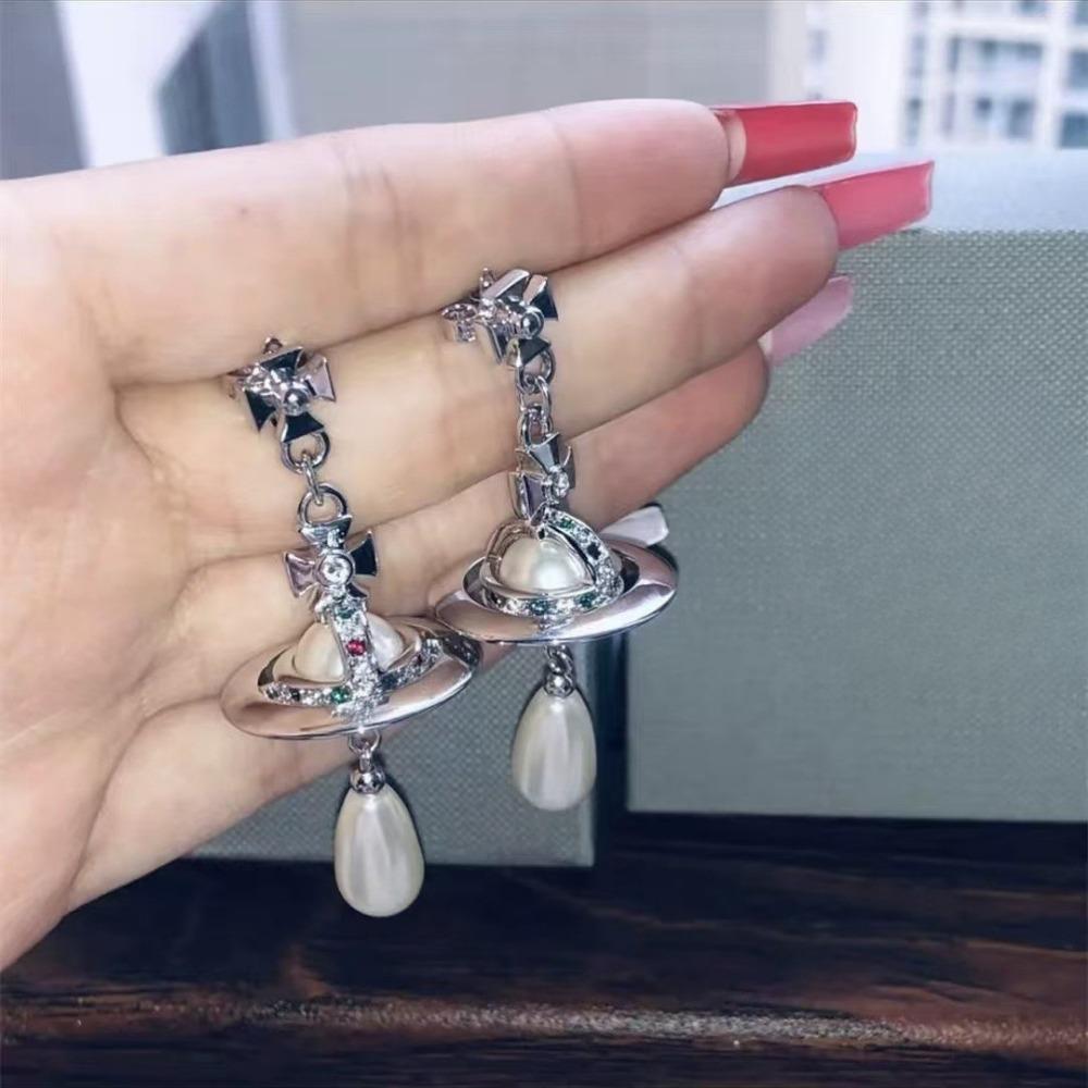 1 para wysokiej klasy lekkich luksusowych kolczyków wiszących w kształcie kropli wody, trójwymiarowych, z imitacji perły, długich, z frędzlami.