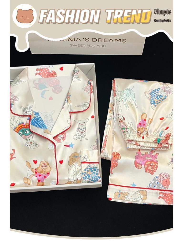 Cute Animal Pajamas for Women – Spring/Summer Cartoon Long Sleeve Loungewear