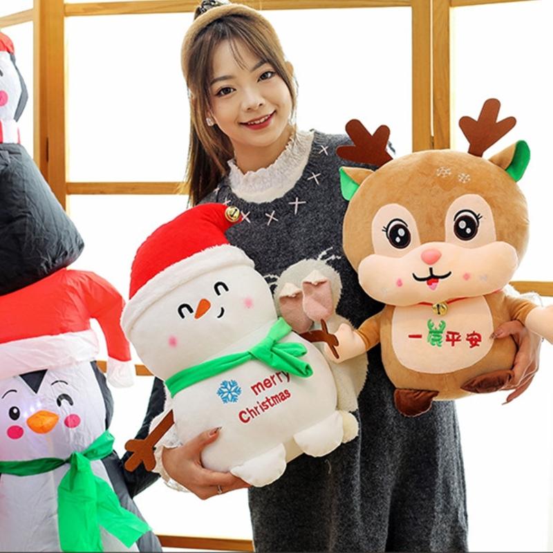 Christmas Plush Doll Christmas Stuffe Animal Toy Table Ornament Christmas Reindeer Plush Toy Gift for Women Girls