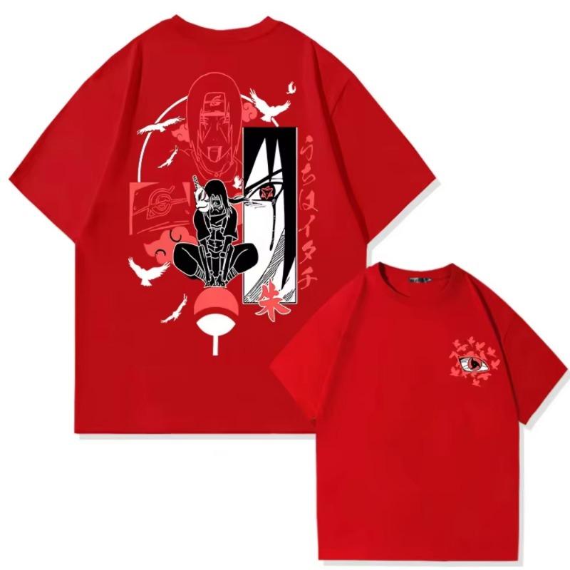 Naruto Animation Derivatives T-shirt Uchiha Itachi Uchiha Sasuke Printing Men Summer Fashion Casual Oversized Streetwear