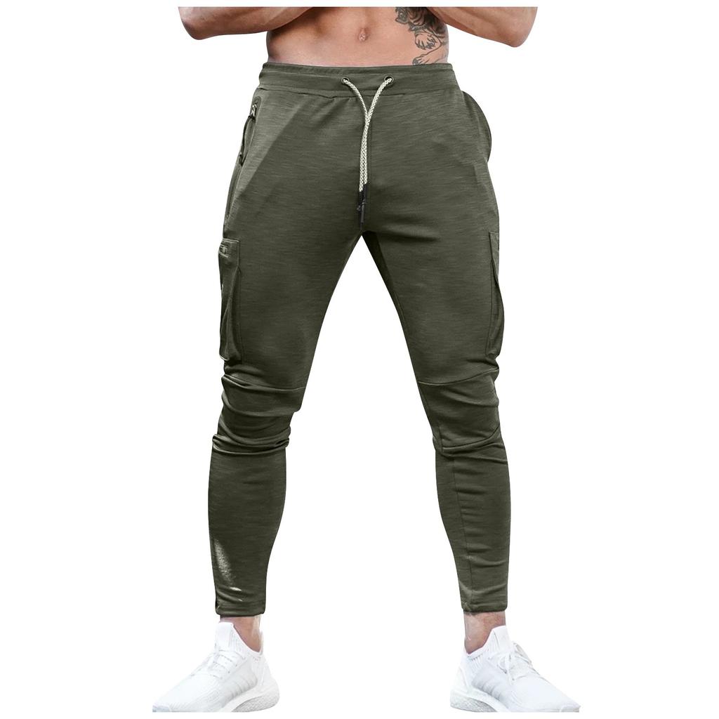 Men's Color Multi Pocket Outdoor Sports Fitness Running Training Cargo Pants