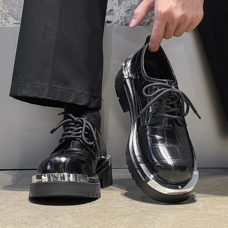 Fashion Casual Lace Up Men's Leather Shoes Retro Designer Style Leisure Party Business Office High Quality Thick Soled Hot Selling Shoes