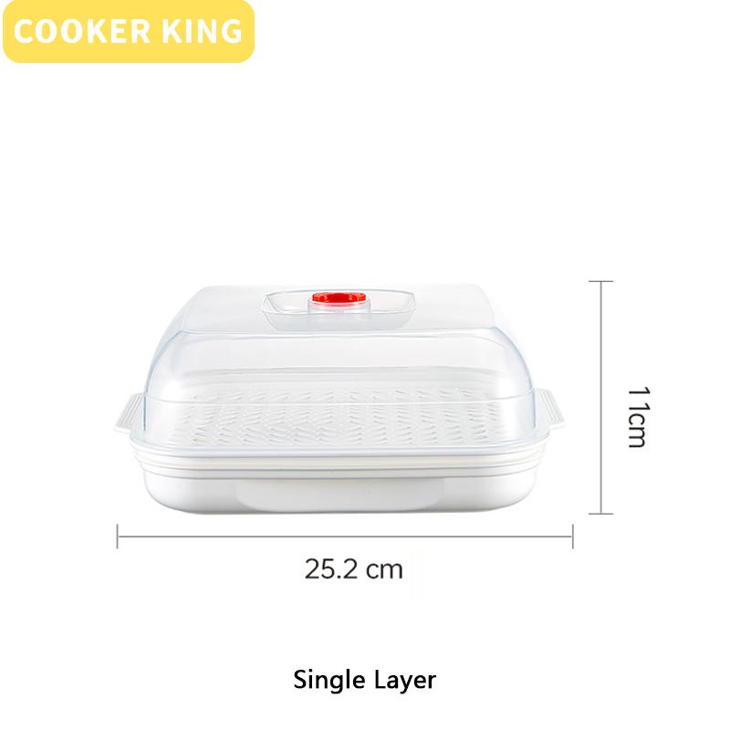 COOKER KING 25CM Double Layer Thick Container Dish Steamer Steamer Microwave Heating Steamer Food Grade Household Water Adding