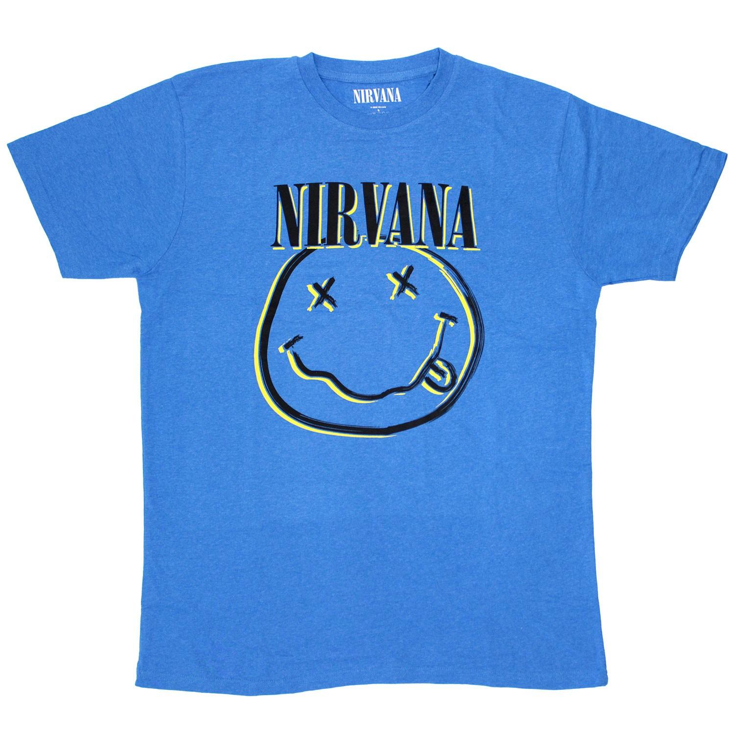 Men s Nirvana Inverse Smiley T-shirt Medium Sky Blue S