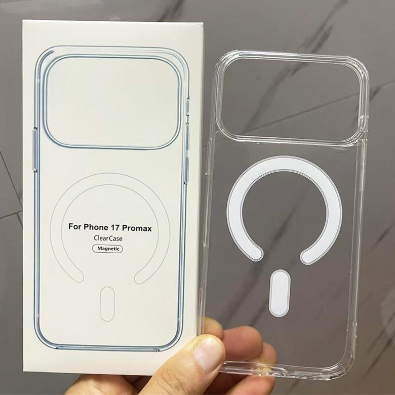 Premium Transparent Magnetic Phone Case for iPhone 17 Pro Max/16, includes original packaging and fits iPhone 15.