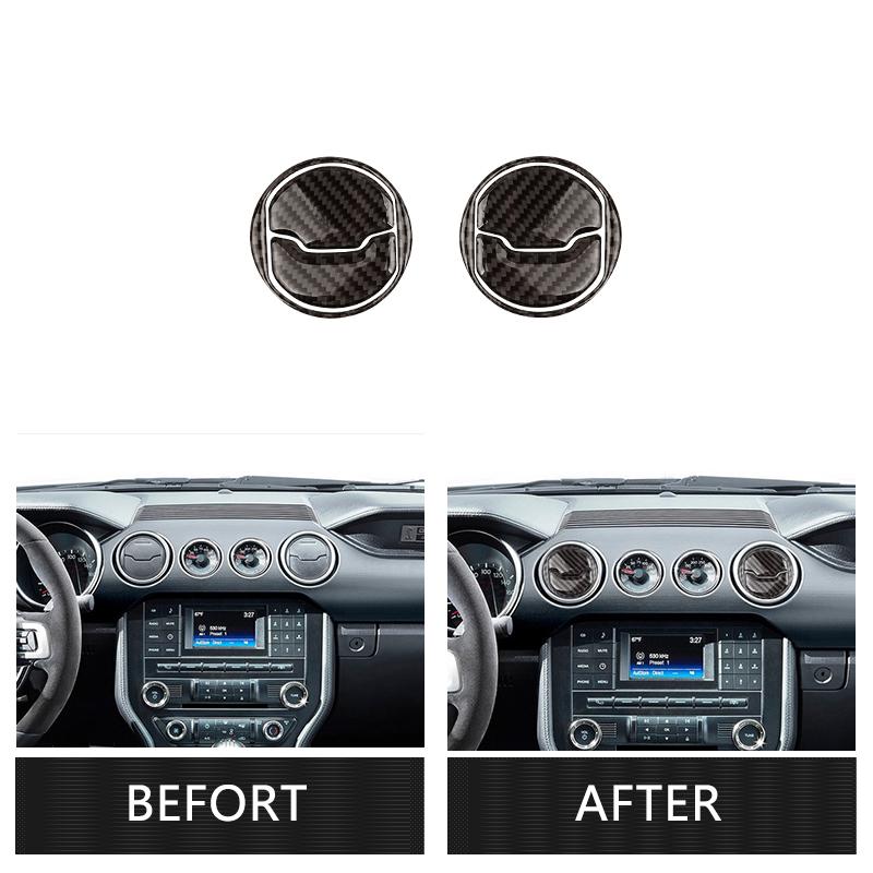 

Для Ford Mustang 2015 2016 2017 углеродное волокно салон автомобиля центральная консоль кондиционер вентиляционное отверстие на выходе 6pcs