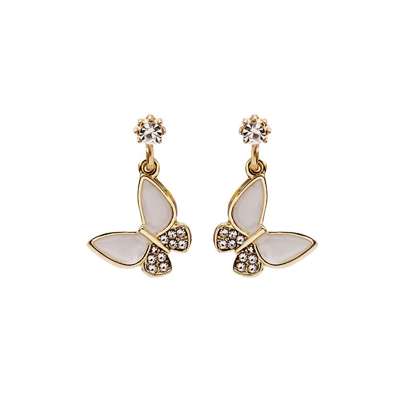 

925 Silver Needle Butterfly Shell Earrings in Korean Minimalist Style