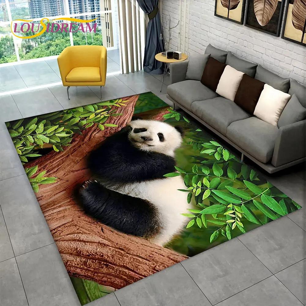 Dywan z motywem zwierząt z kreskówek Panda, dywanik do salonu, sypialni dziecięcej, sofy, wycieraczki, kuchni, antypoślizgowa mata podłogowa