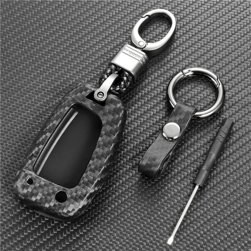 Car Key Case Cover For Hyundai Accent Kona Santa Fe I30 Ix35 3 Buttons Folding Remote Carbon Silicone