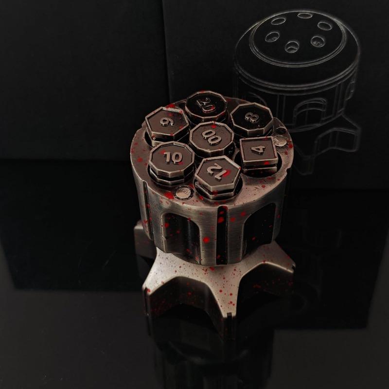 Набор из 7 металлических многогранных игральных костей с вращающимся револьверным — фото 12
