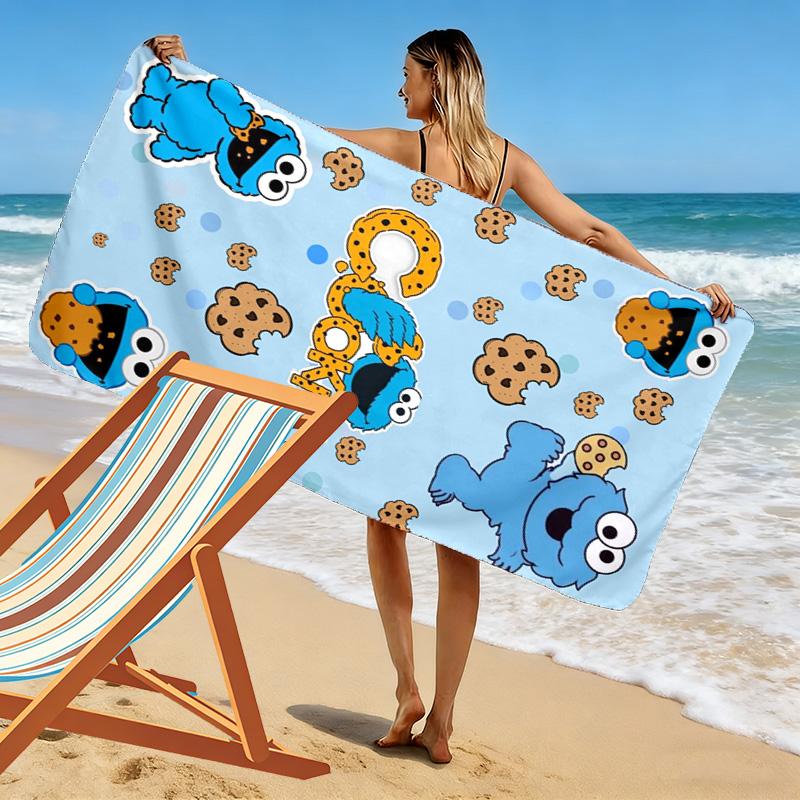 Cookie Monster Print Beach Towel, Large Soft Quick Dry Towel for Beach Camping Swimming